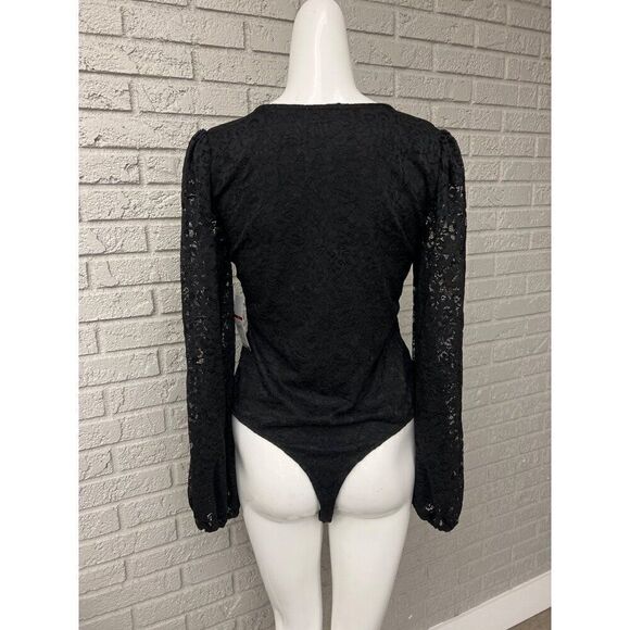 Sofia Jeans Women Black Long Sleeve Lace Bodysuit Size M - Picture 3 of 10